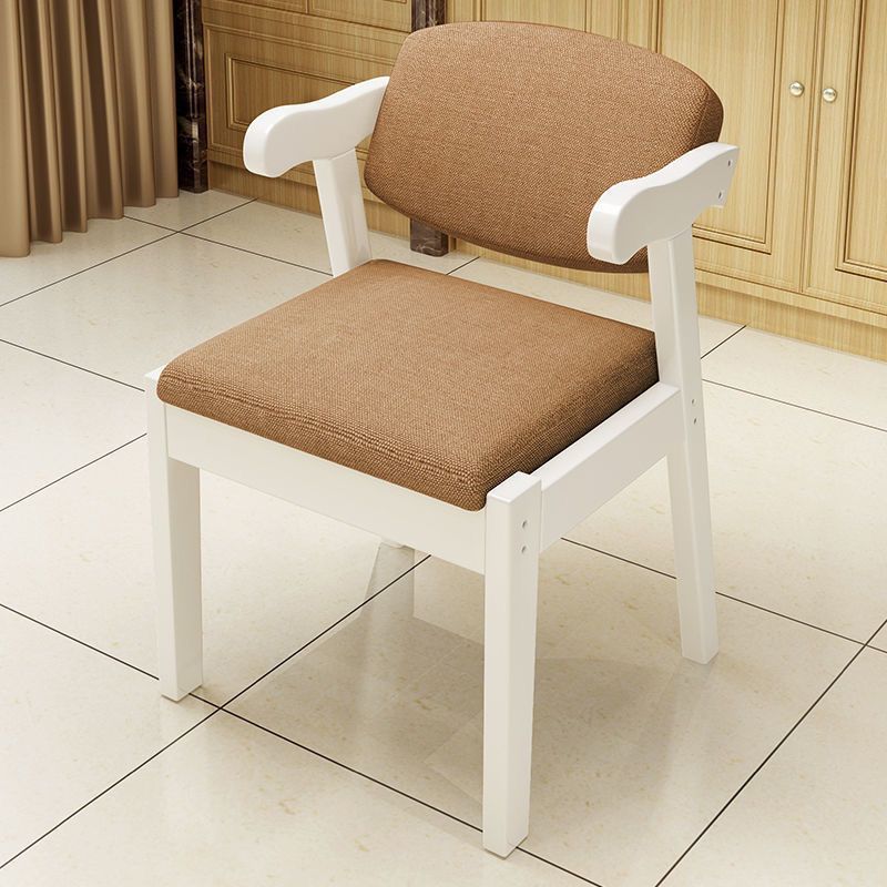 Fabric Upholstered Wood Dining Chair — Walnut Color Frame+Coffee Fabric Seat