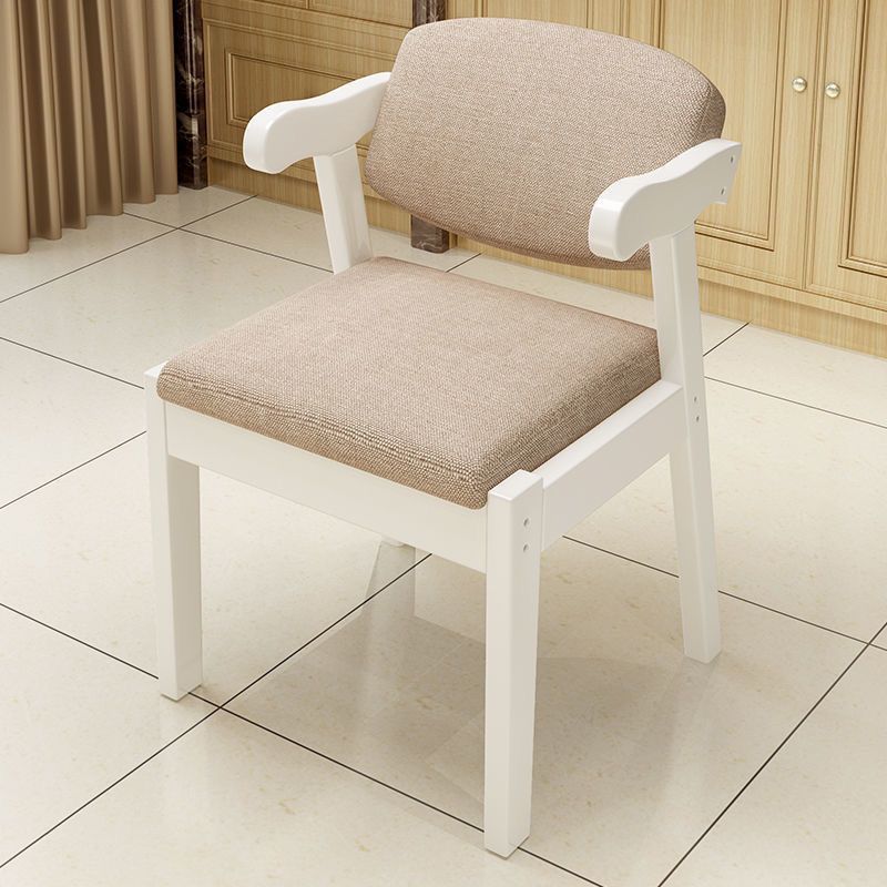 Fabric Upholstered Wood Dining Chair — Original Wood Color Frame+Light Gray Fabric Seat