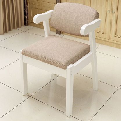 Fabric Upholstered Wood Dining Chair — Original Wood Color Frame+Light Gray Fabric Seat