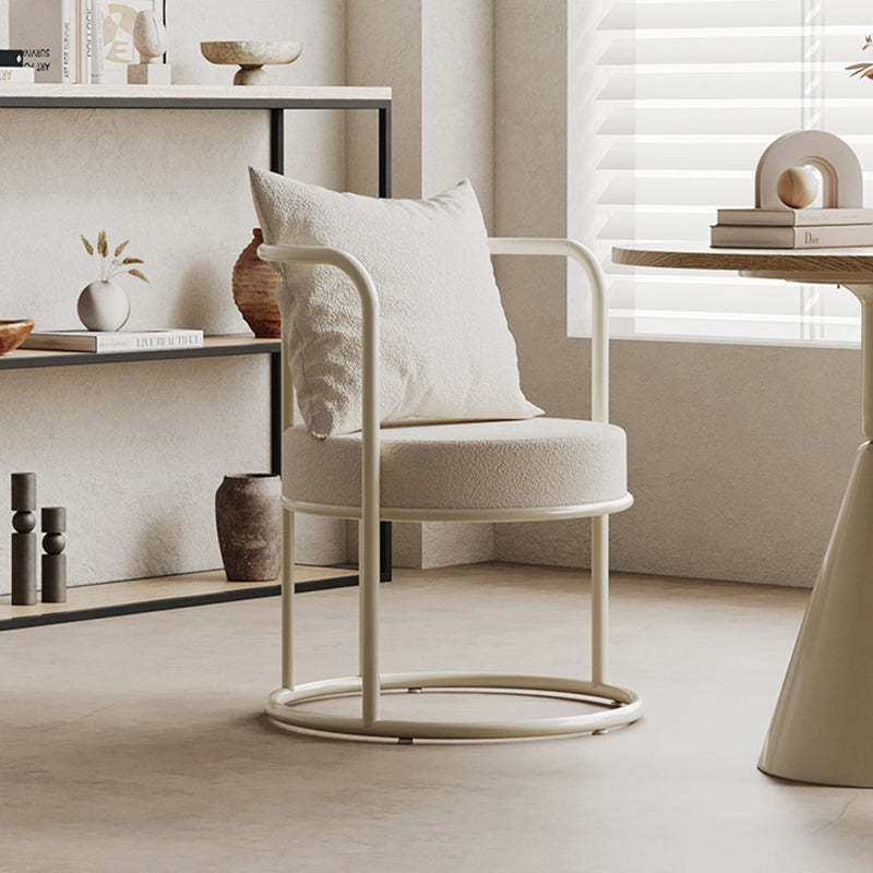 Nordic Lamb Fleece Metal Accent Chair — White