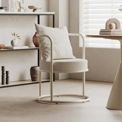 Nordic Lamb Fleece Metal Accent Chair — White
