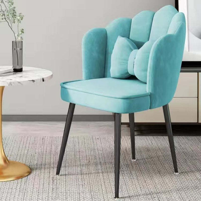 Petal Velvet Upholstered Vanity Stool — Blue