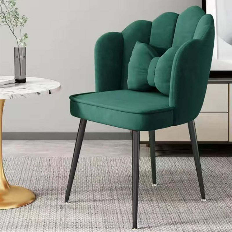 Petal Velvet Upholstered Vanity Stool — Green
