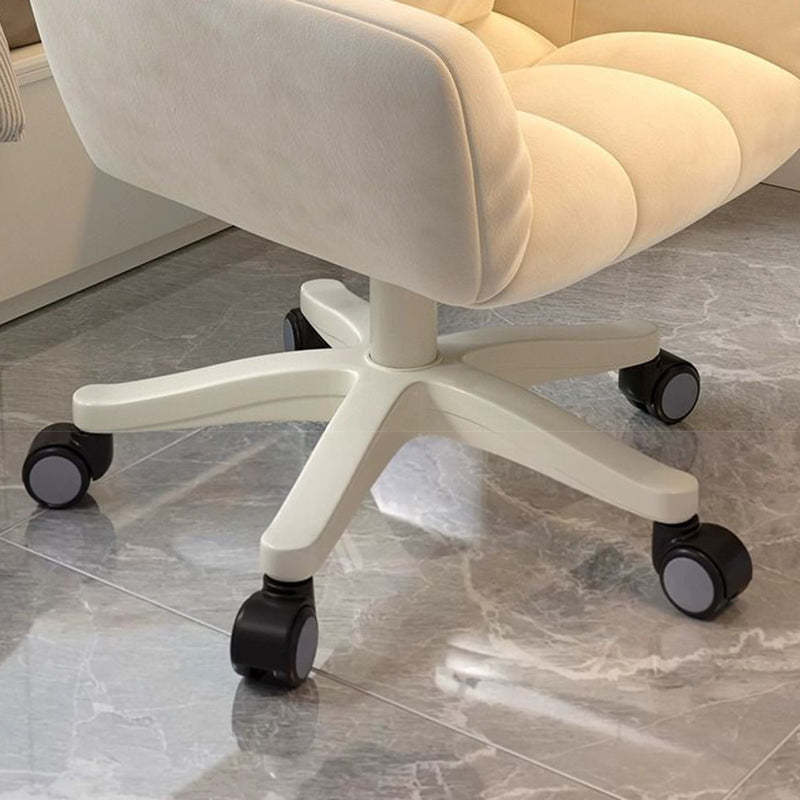 Modern Tufted Velvet Adjustable Swivel Desk Chair — Beige+Gray