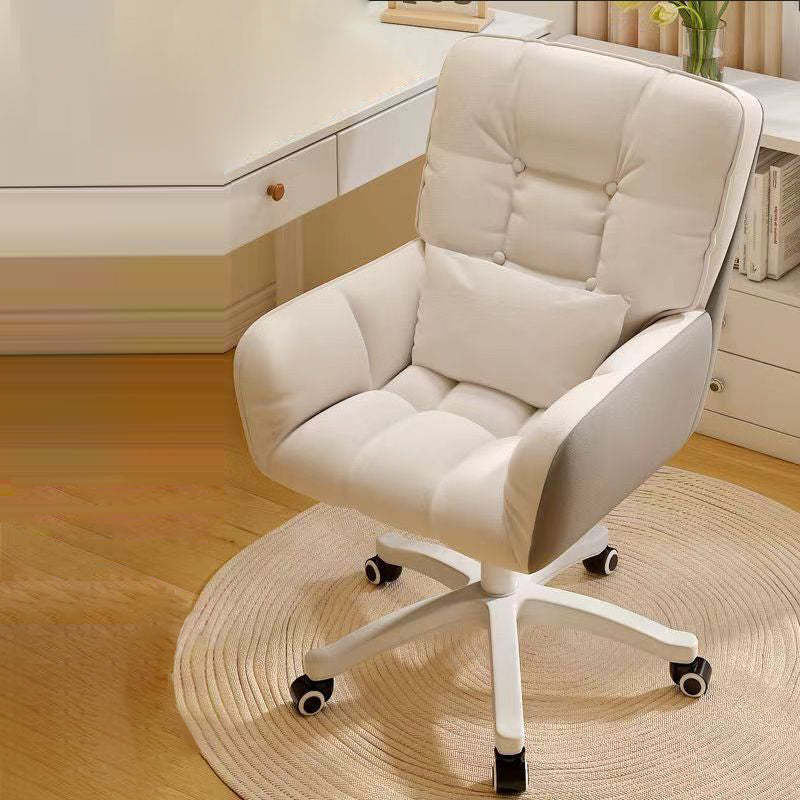 Modern Tufted Velvet Adjustable Swivel Desk Chair — Beige