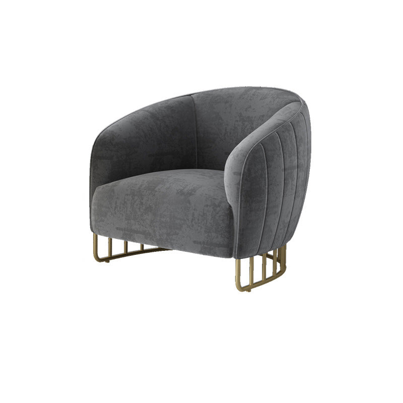 Curved Velvet Iron Accent Chair
