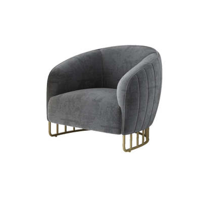 Curved Velvet Iron Accent Chair