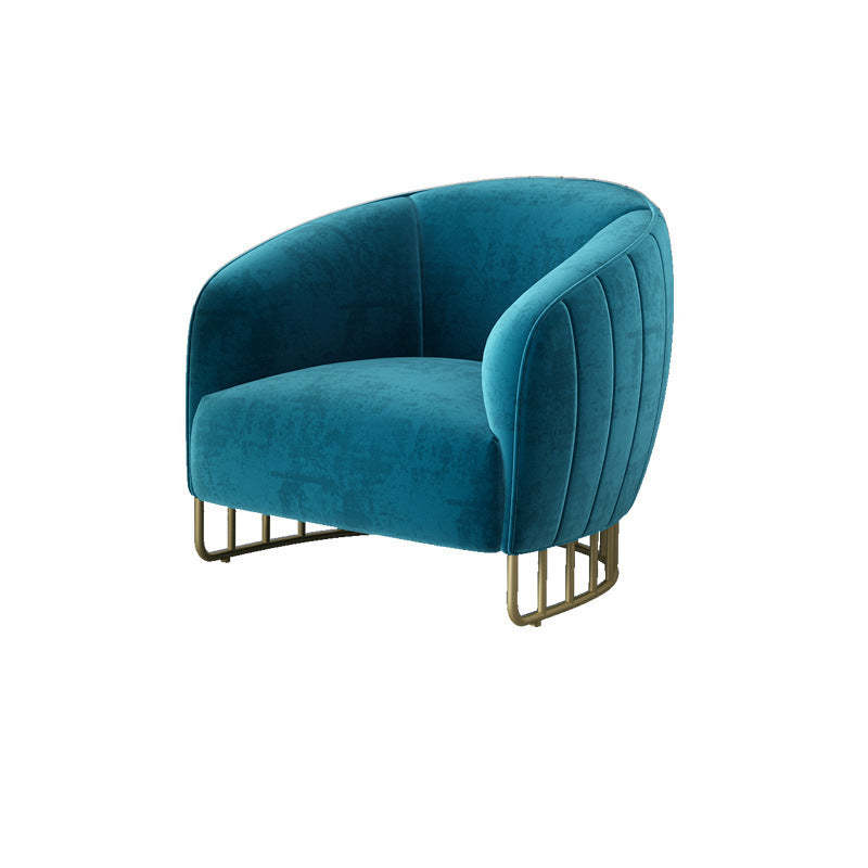 Curved Velvet Iron Accent Chair