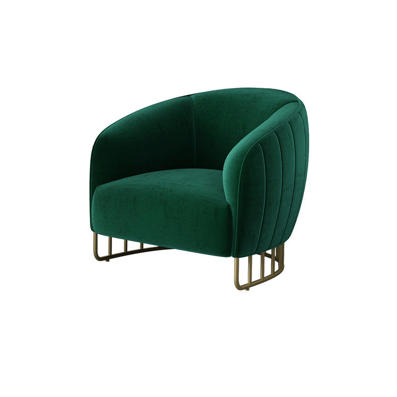 Curved Velvet Iron Accent Chair
