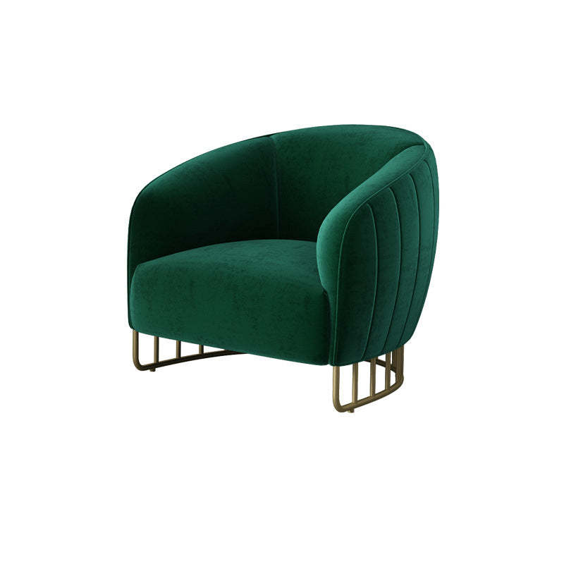 Curved Velvet Iron Accent Chair