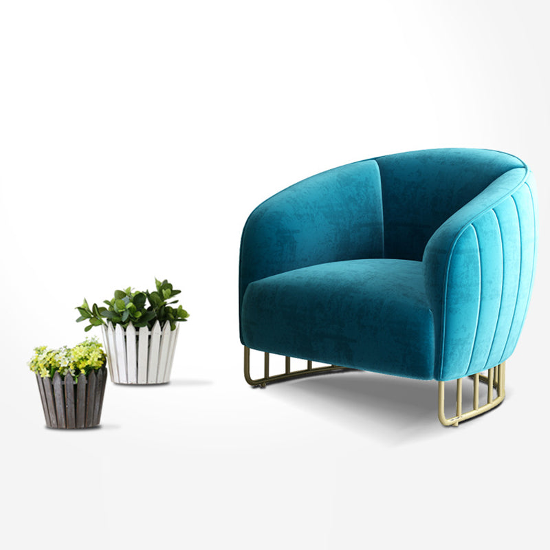 Curved Velvet Iron Accent Chair
