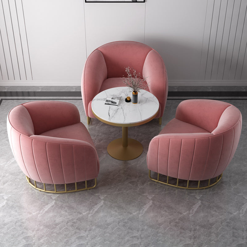 Curved Velvet Iron Accent Chair