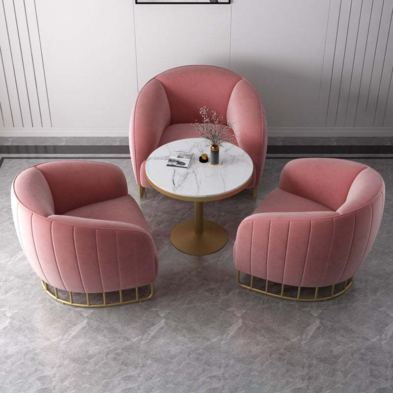 Curved Velvet Iron Accent Chair