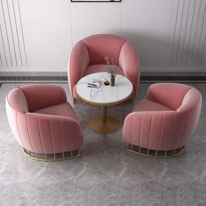 Curved Velvet Iron Accent Chair
