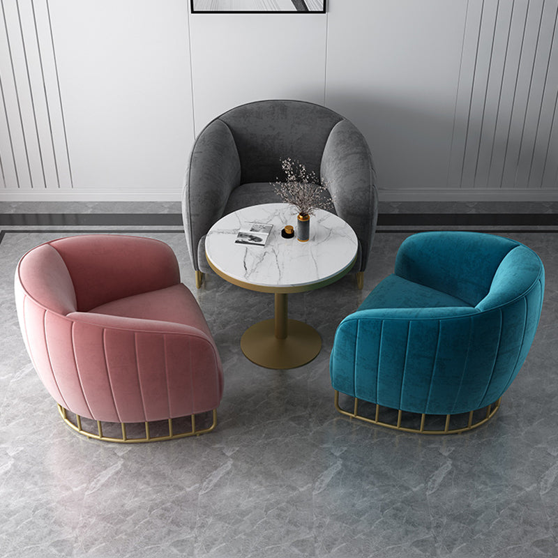Curved Velvet Iron Accent Chair