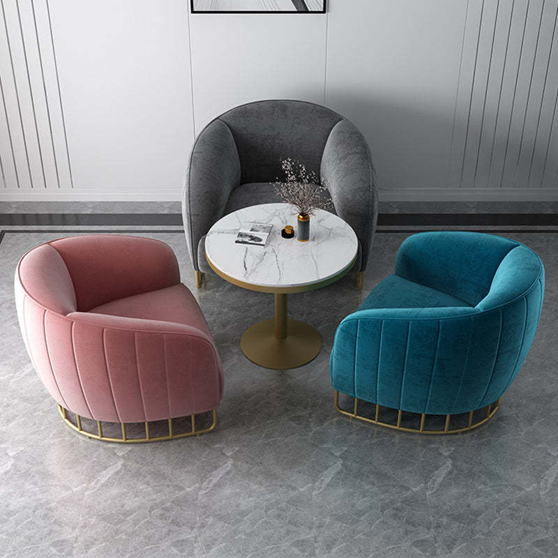 Curved Velvet Iron Accent Chair