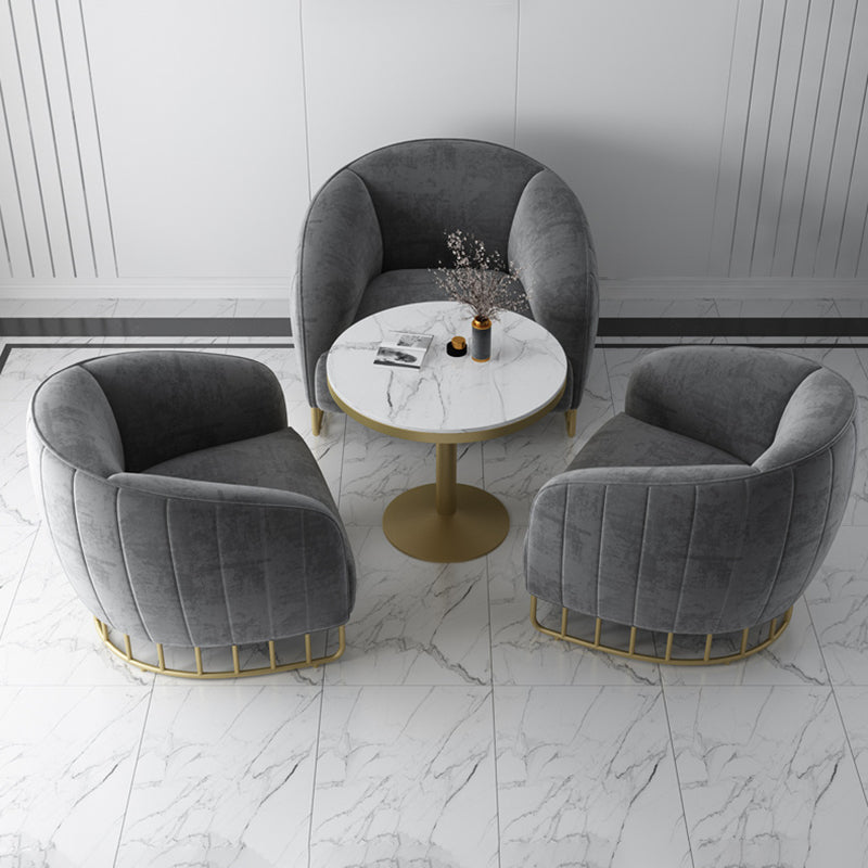 Curved Velvet Iron Accent Chair