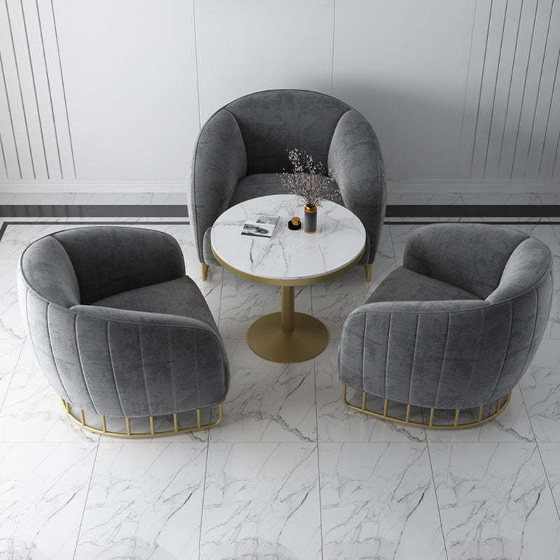 Curved Velvet Iron Accent Chair