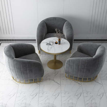 Curved Velvet Iron Accent Chair