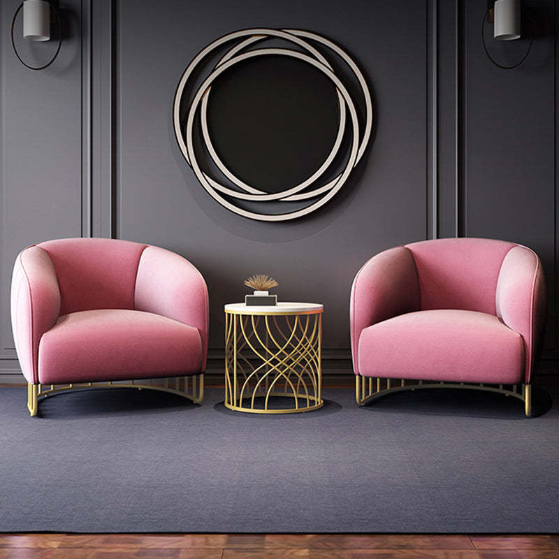 Gray iron velvet linen curved accent chairs - luxury