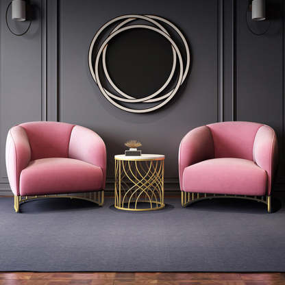 Curved Velvet Iron Accent Chair