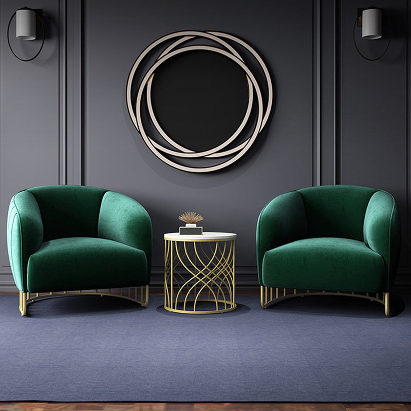 Curved Velvet Iron Accent Chair