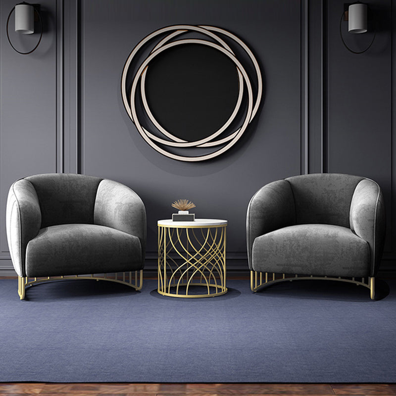 Curved Velvet Iron Accent Chair