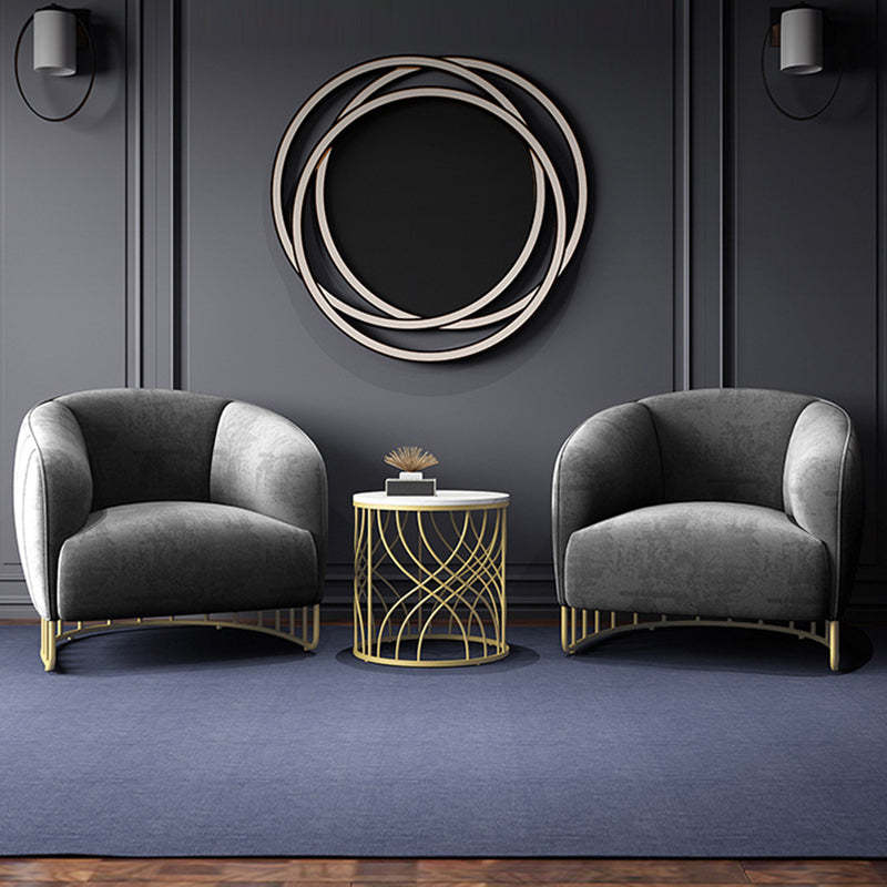 Curved Velvet Iron Accent Chair