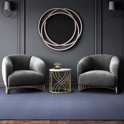 Curved Velvet Iron Accent Chair
