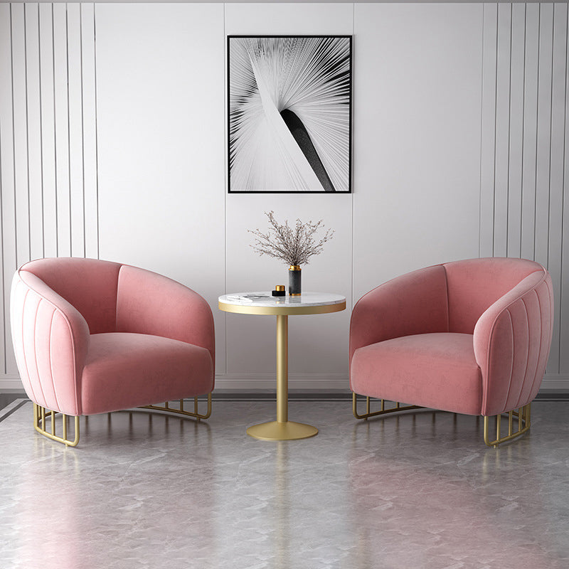 Curved Velvet Iron Accent Chair