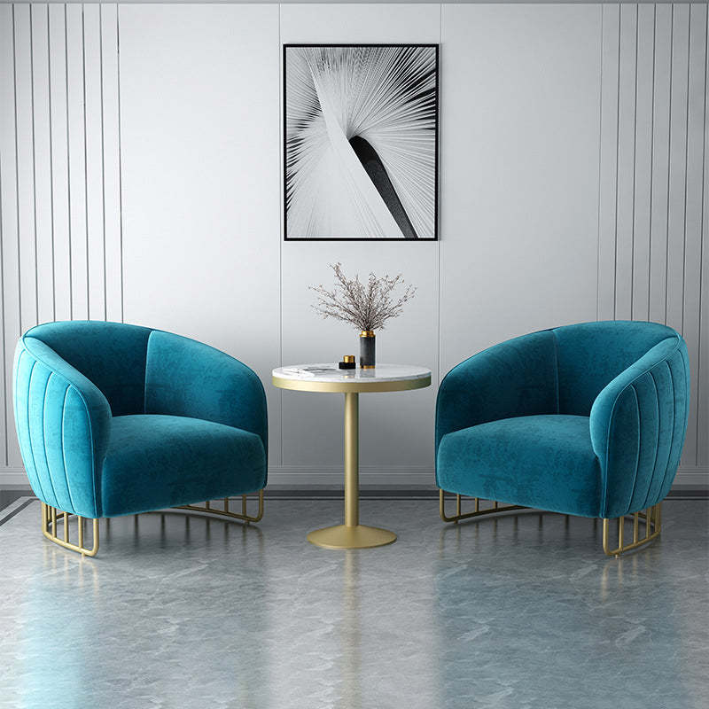 Curved Velvet Iron Accent Chair — Green