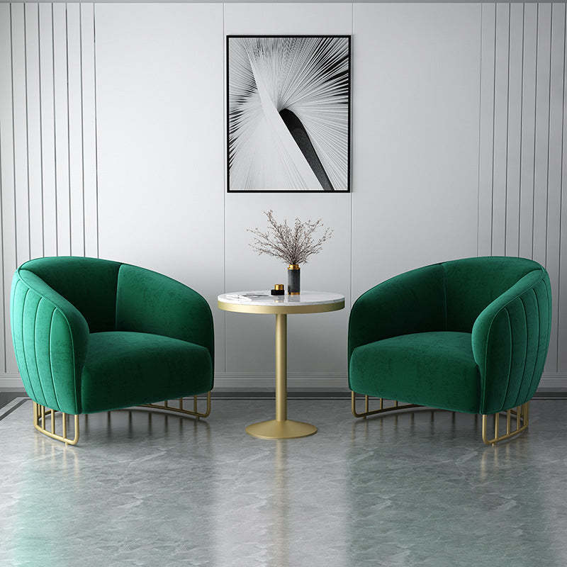 Curved Velvet Iron Accent Chair