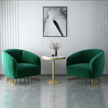 Curved Velvet Iron Accent Chair