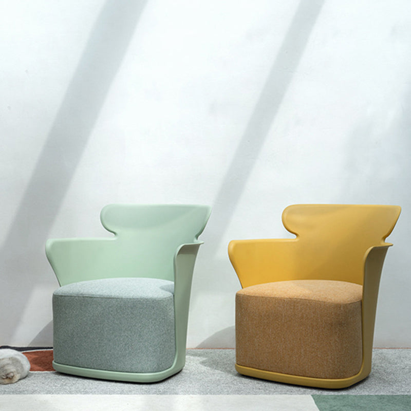 Nordic Curved Fabric Plastic Accent Chair