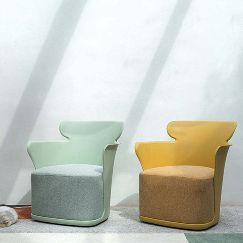 Nordic Curved Fabric Plastic Accent Chair