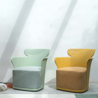 Nordic Curved Fabric Plastic Accent Chair