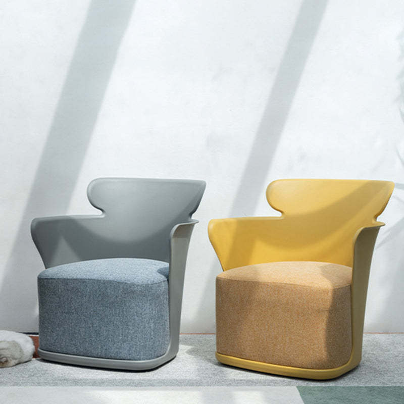 Nordic Curved Fabric Plastic Accent Chair — Yellow