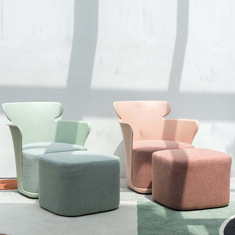 Nordic Curved Fabric Plastic Accent Chair