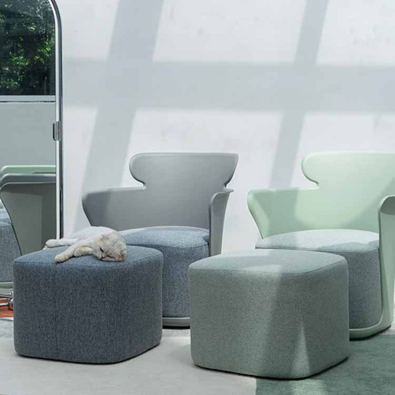 Nordic Curved Fabric Plastic Accent Chair