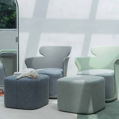 Nordic Curved Fabric Plastic Accent Chair