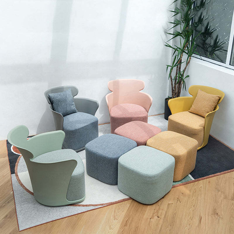 Nordic Curved Fabric Plastic Accent Chair