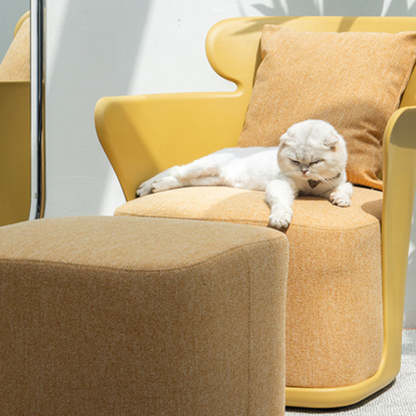 Nordic Curved Fabric Plastic Accent Chair