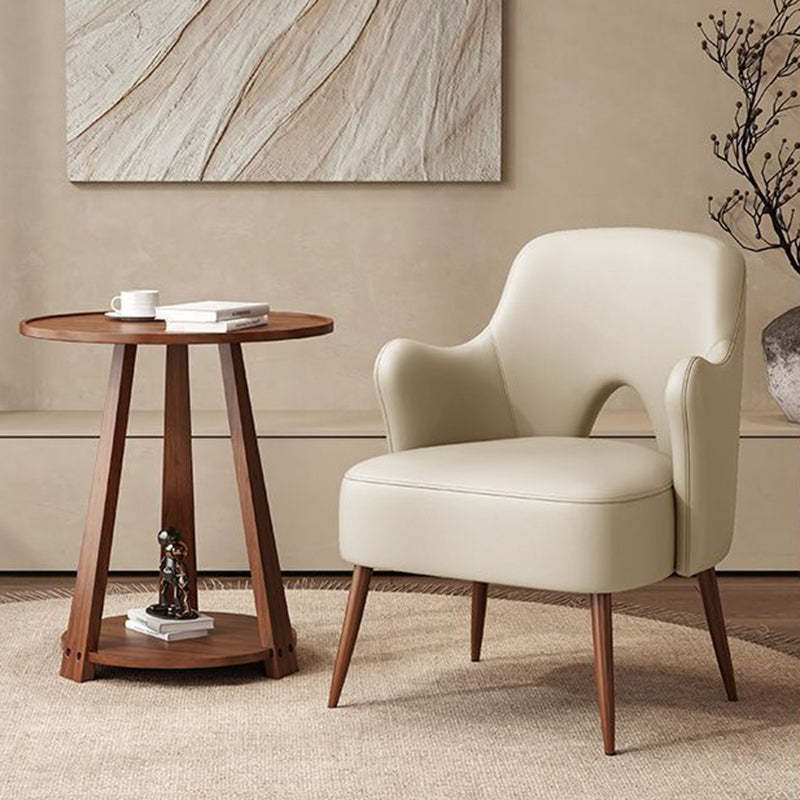Nordic Curved Leather Metal Accent Chair