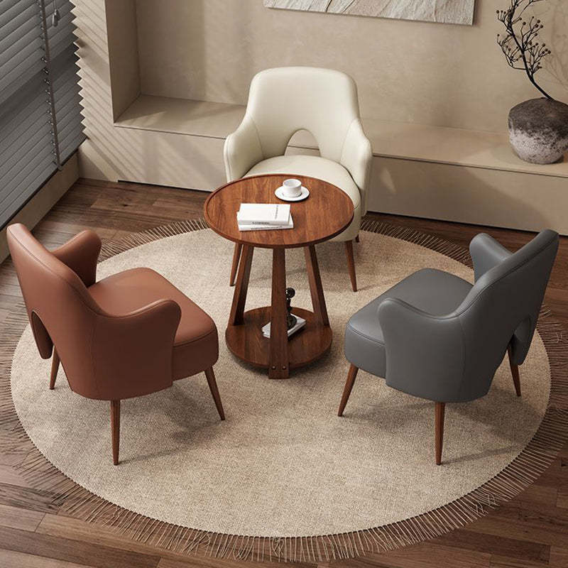 Nordic Curved Leather Metal Accent Chair