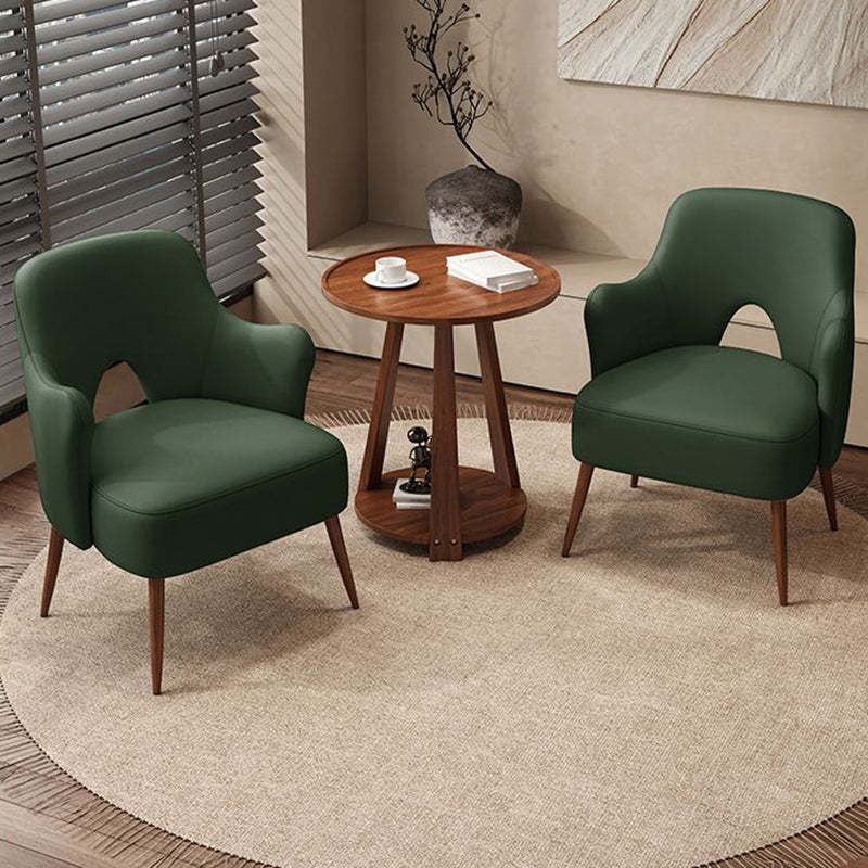 Nordic Curved Leather Metal Accent Chair