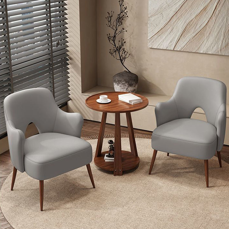 Nordic Curved Leather Metal Accent Chair