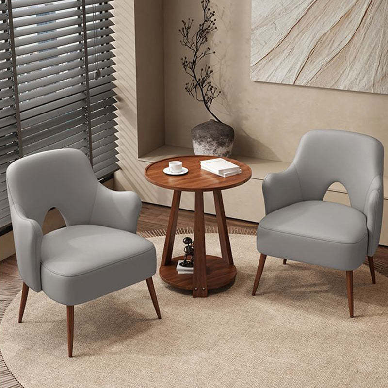 Nordic Curved Leather Metal Accent Chair