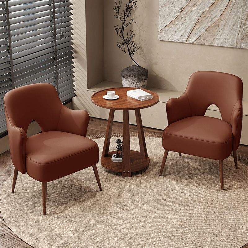 Nordic Curved Leather Metal Accent Chair