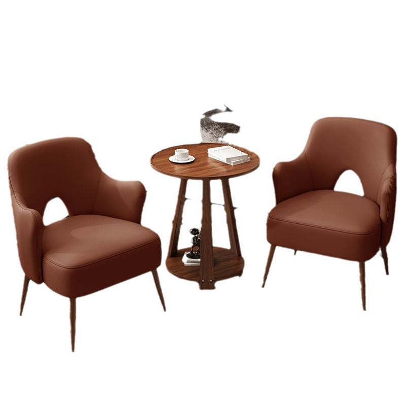 Nordic Curved Leather Metal Accent Chair