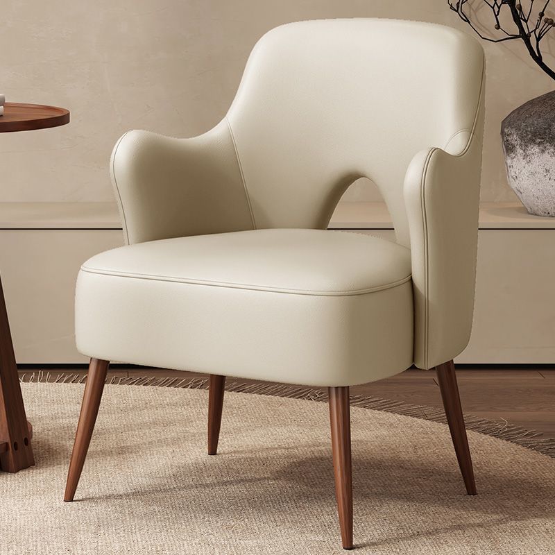 Nordic Curved Leather Metal Accent Chair — Military Green